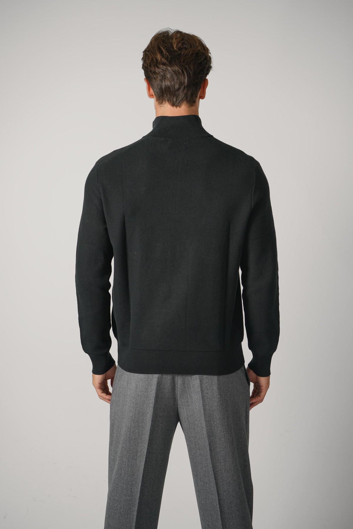 Ralph Lauren Mesh-Knit Cotton Quarter-Zip Sweater – Polo Black