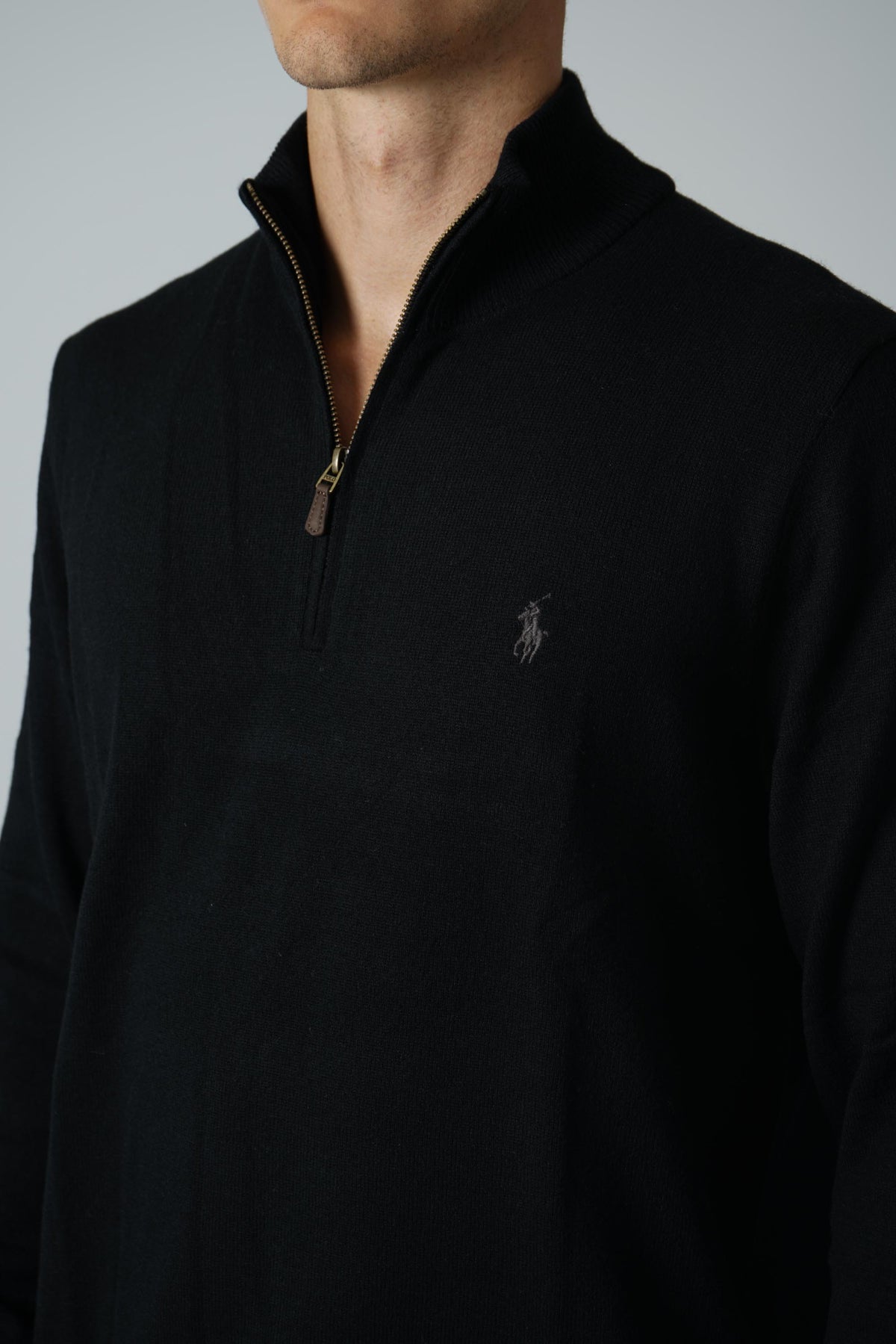 Ralph Lauren Wool Quarter-Zip Sweater – Polo Black