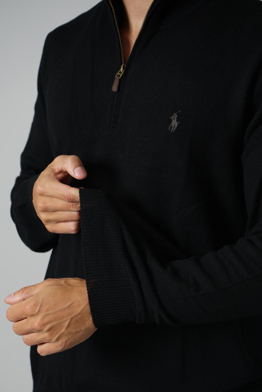 Ralph Lauren Wool Quarter-Zip Sweater – Polo Black