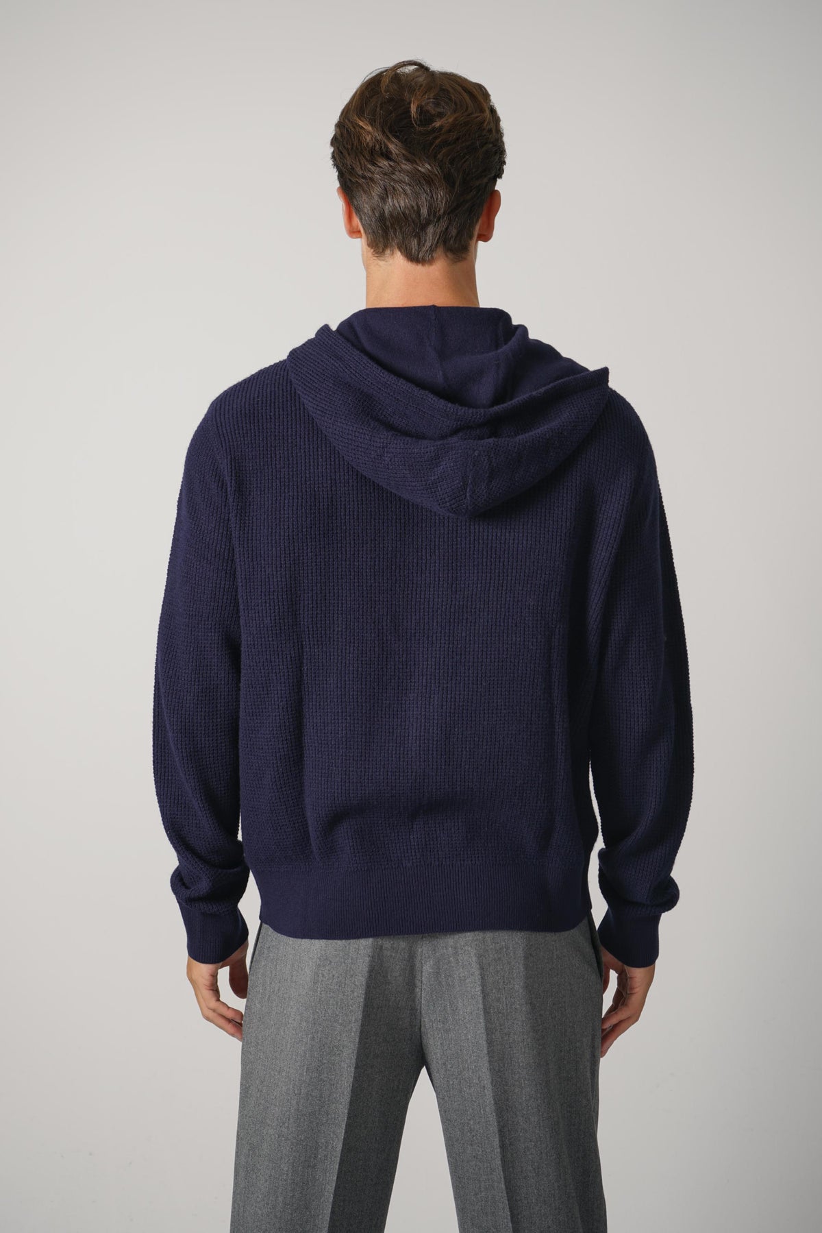 Ralph Lauren Waffle-Knit Wool-Cotton Hooded Sweater – Hunter Navy