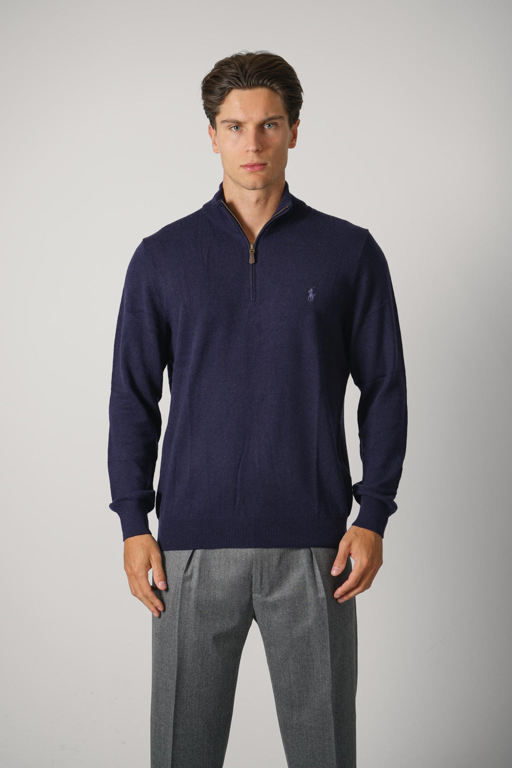 Ralph Lauren Wool Quarter-Zip Sweater – Hunter Navy