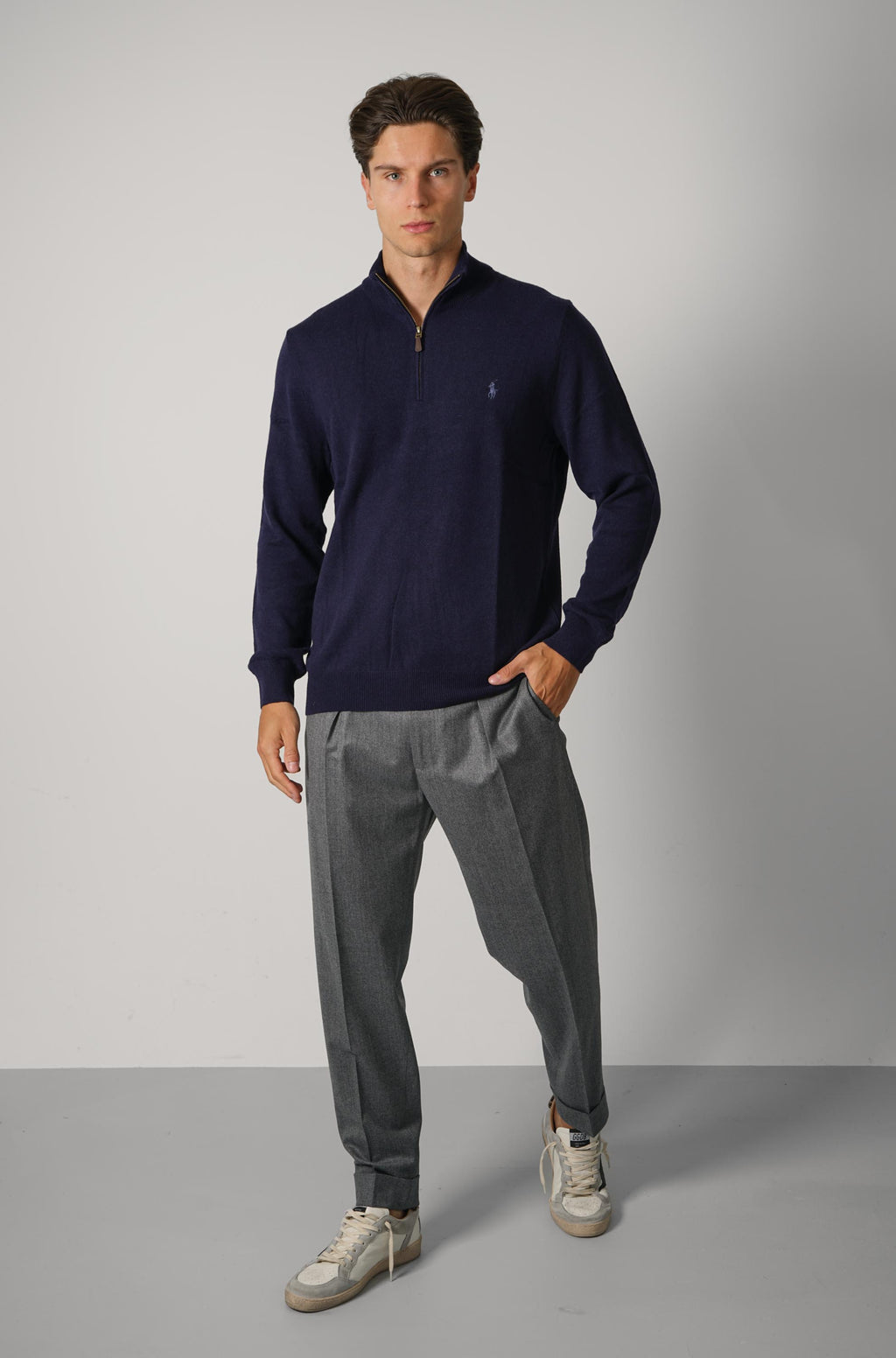 Ralph Lauren Wool Quarter-Zip Sweater – Hunter Navy