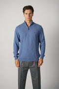 Ralph Lauren Wool Quarter-Zip Sweater – Blue Borage Heather