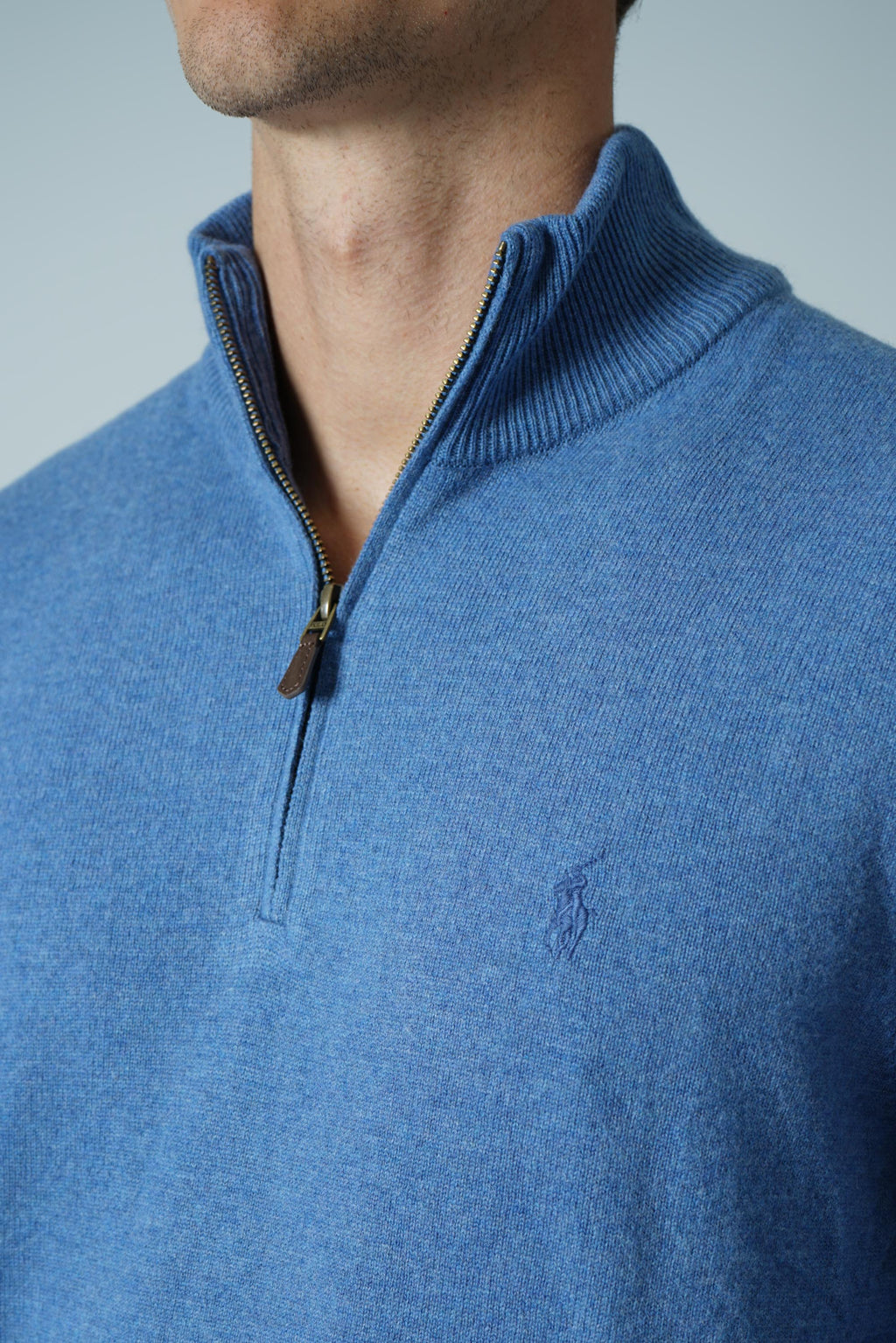 Ralph Lauren Wool Quarter-Zip Sweater – Blue Borage Heather