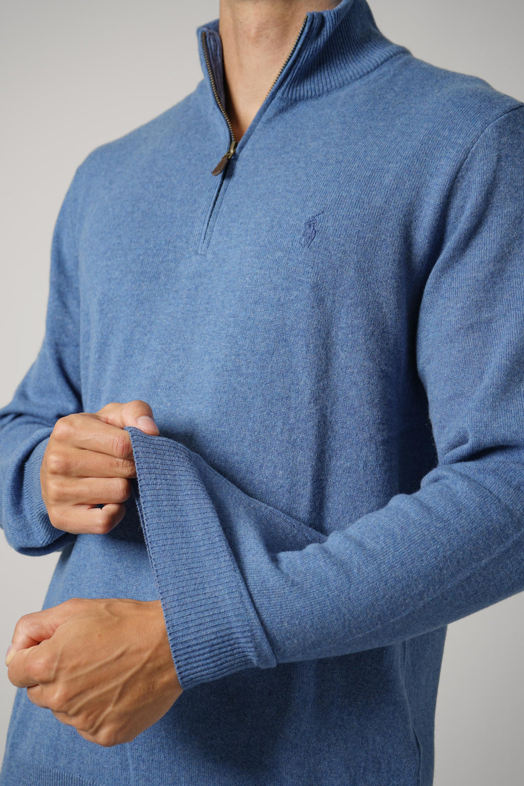 Ralph Lauren Wool Quarter-Zip Sweater – Blue Borage Heather