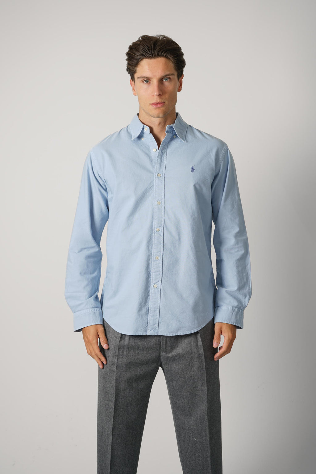 Ralph Lauren Custom Fit Garment-Dyed Oxford Shirt – Chambray Blue