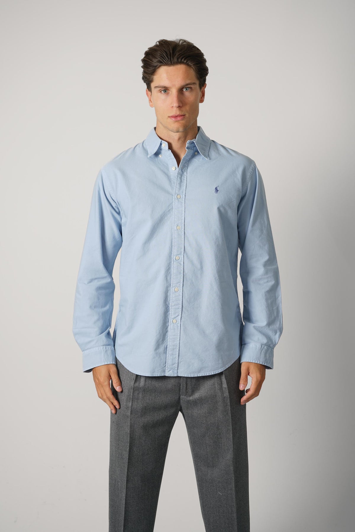 Ralph Lauren Custom Fit Garment-Dyed Oxford Shirt – Chambray Blue