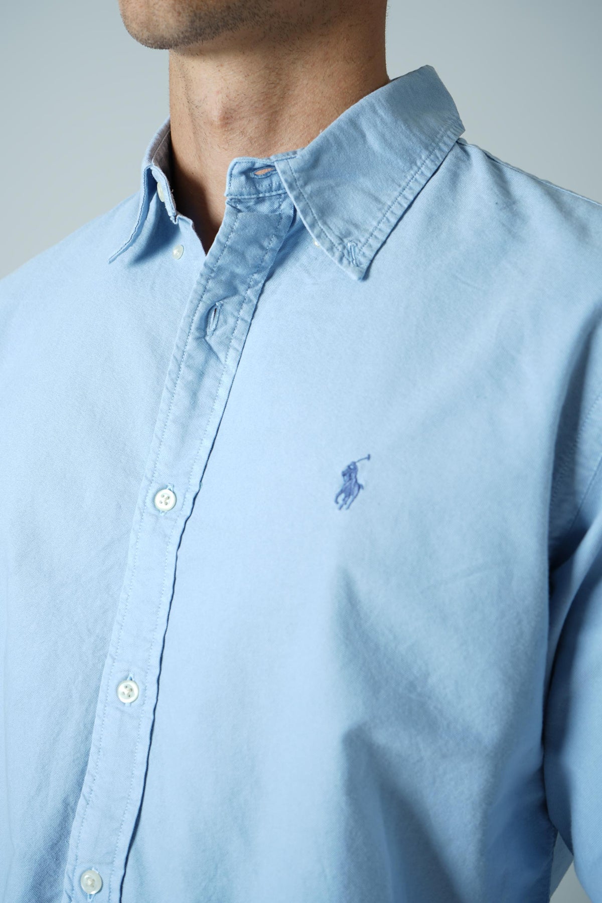 Ralph Lauren Custom Fit Garment-Dyed Oxford Shirt – Chambray Blue