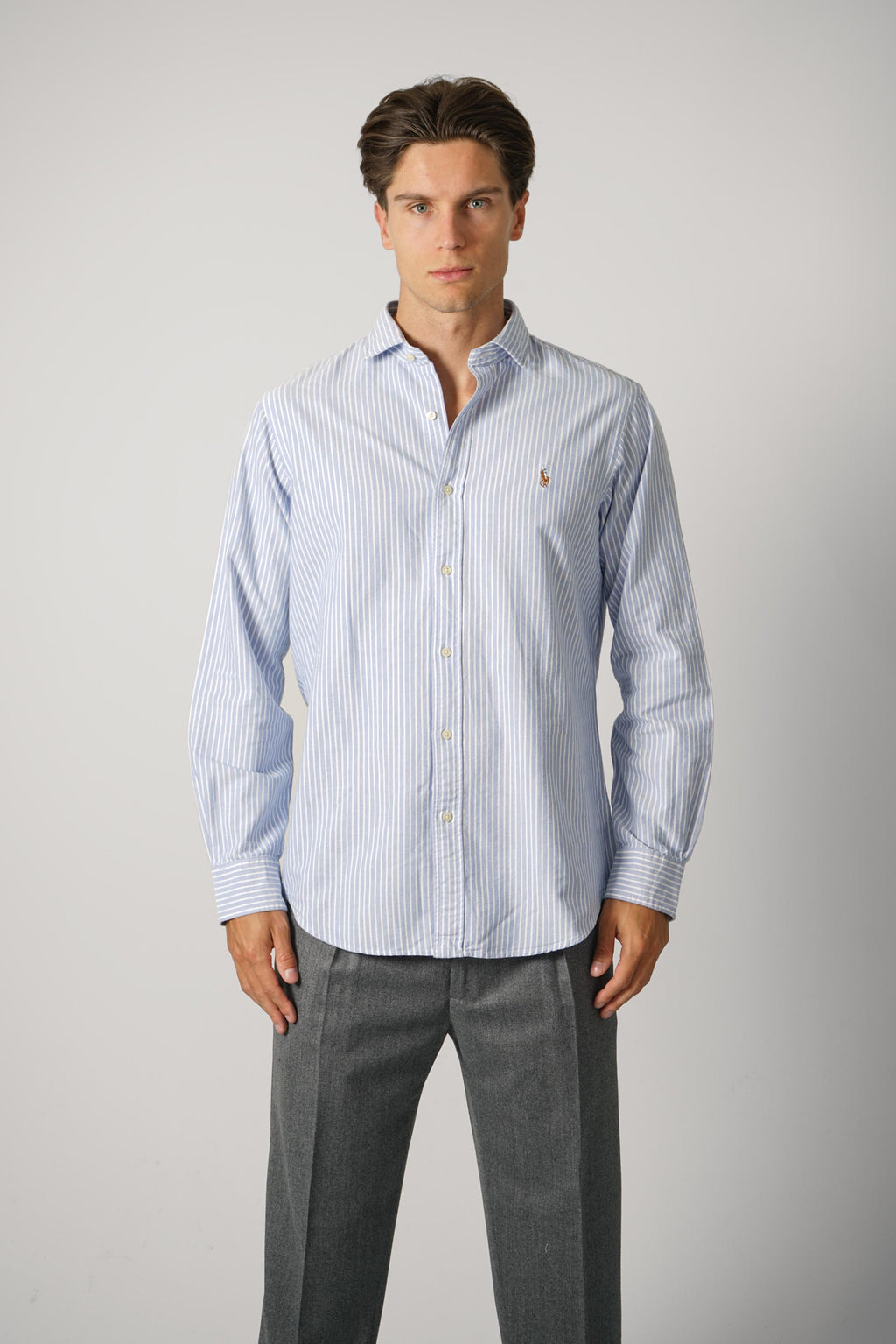 Ralph Lauren Custom Fit Striped Oxford Shirt – Blue White