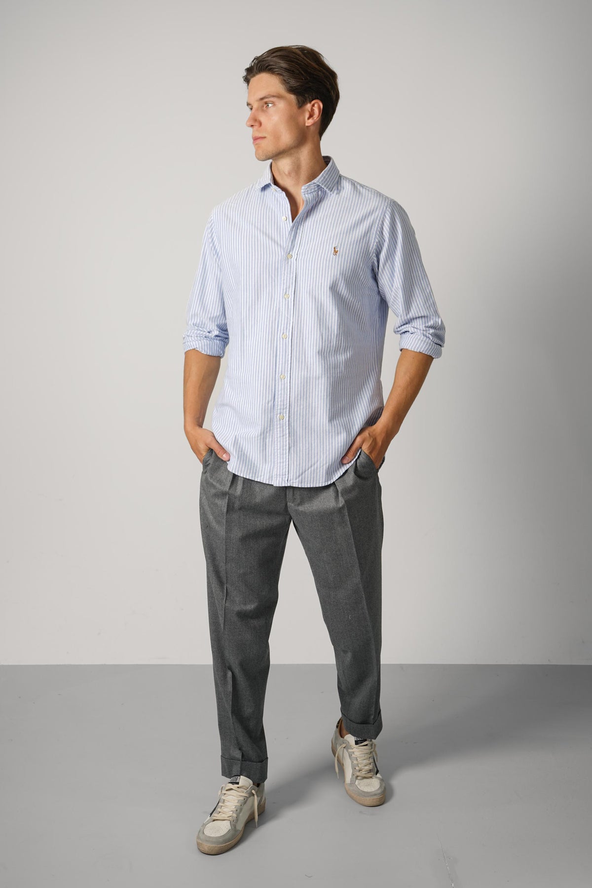 Ralph Lauren Custom Fit Striped Oxford Shirt – Blue White