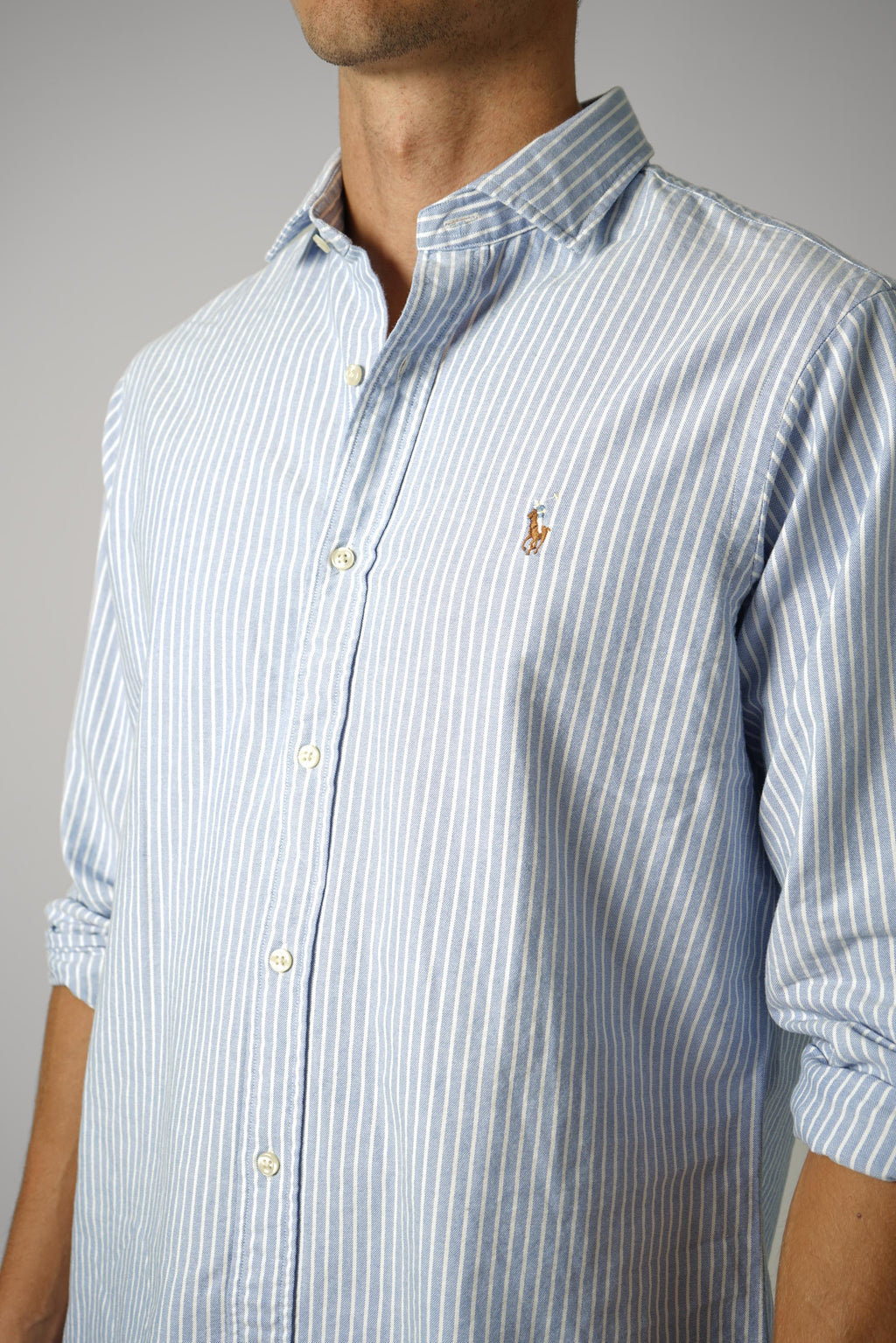 Ralph Lauren Custom Fit Striped Oxford Shirt – Blue White