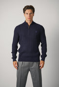 Ralph Lauren Cable-Knit Cotton Mockneck Sweater – Hunter Navy