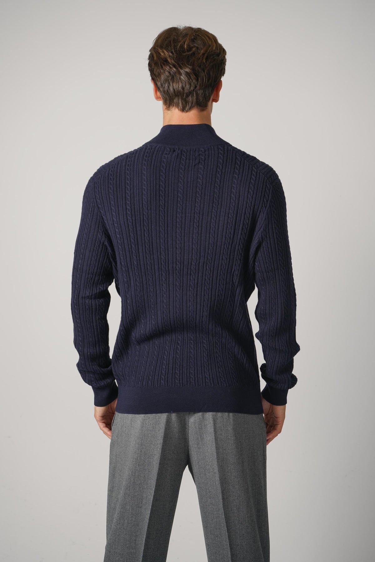Ralph Lauren Cable-Knit Cotton Mockneck Sweater – Hunter Navy