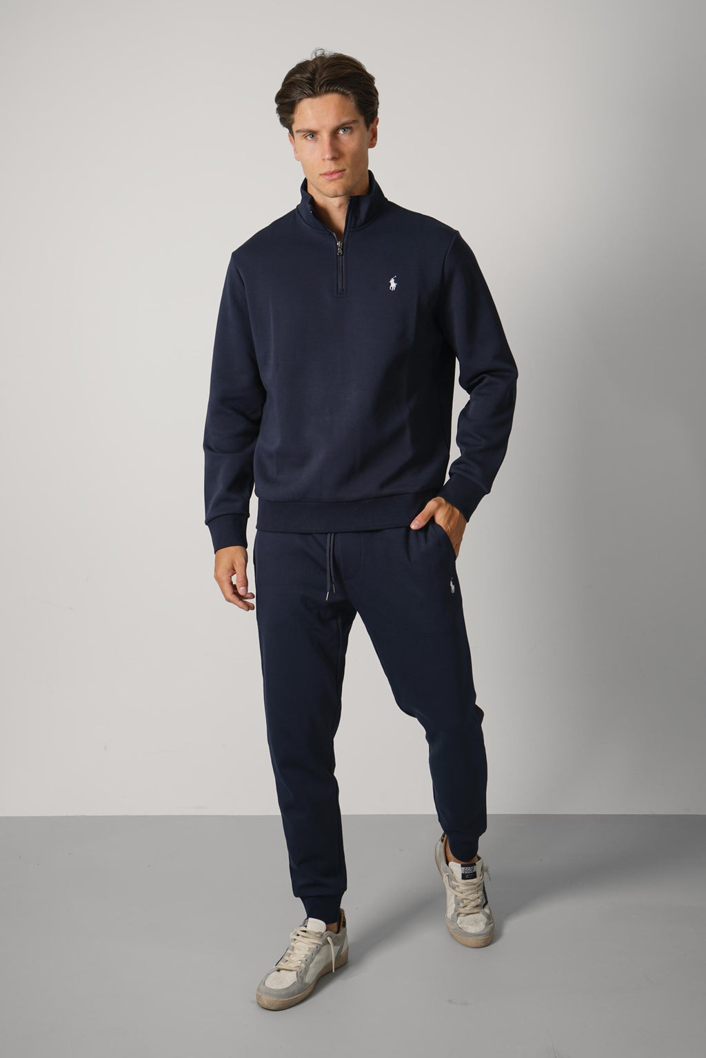 Ralph Lauren Double-Knit Quarter-Zip Pullover – Aviator Navy