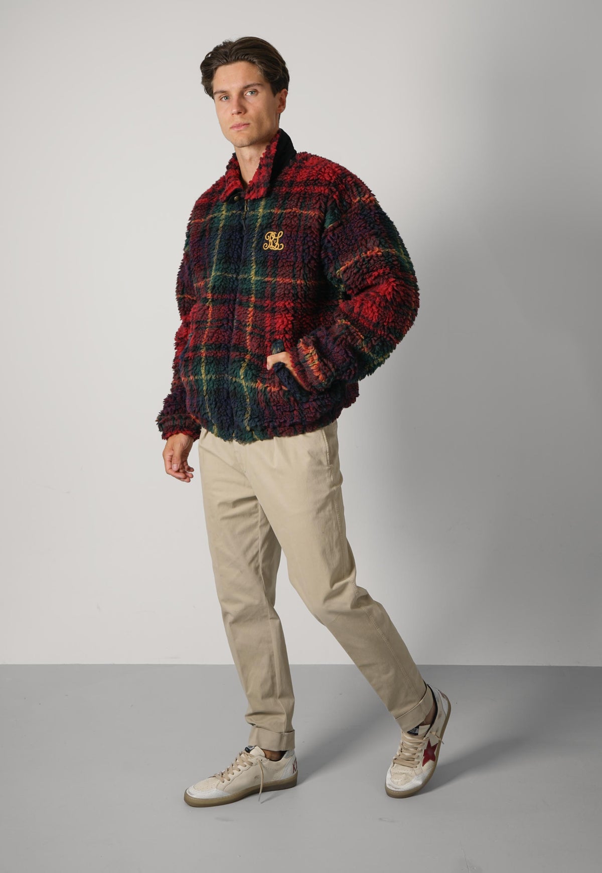 Ralph Lauren Relaxed Fit Plaid Pile Fleece Jacket – Macro Holiday Plaid