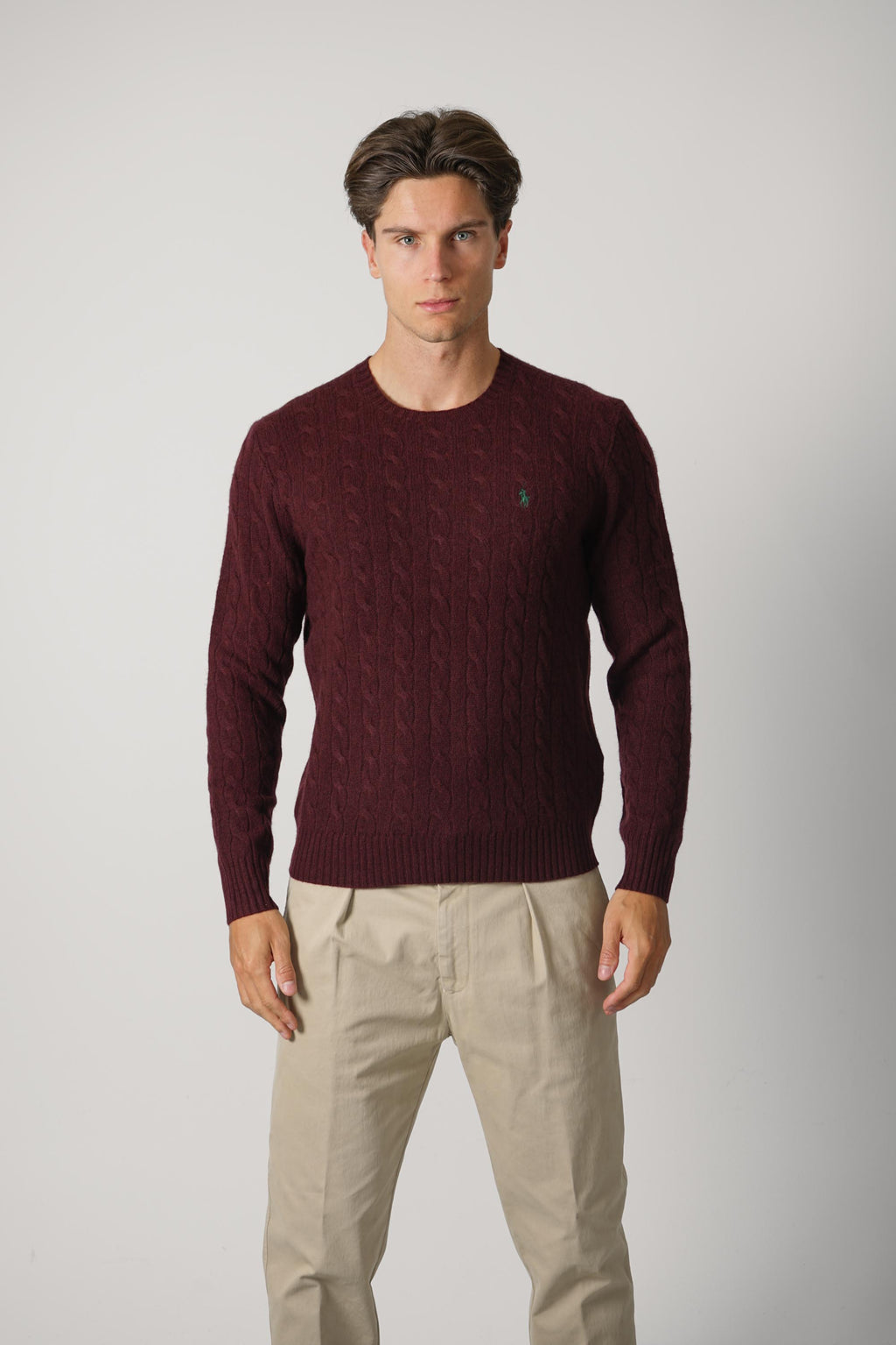 Ralph Lauren Cable-Knit Wool-Cashmere Sweater – Aged Wine Heather