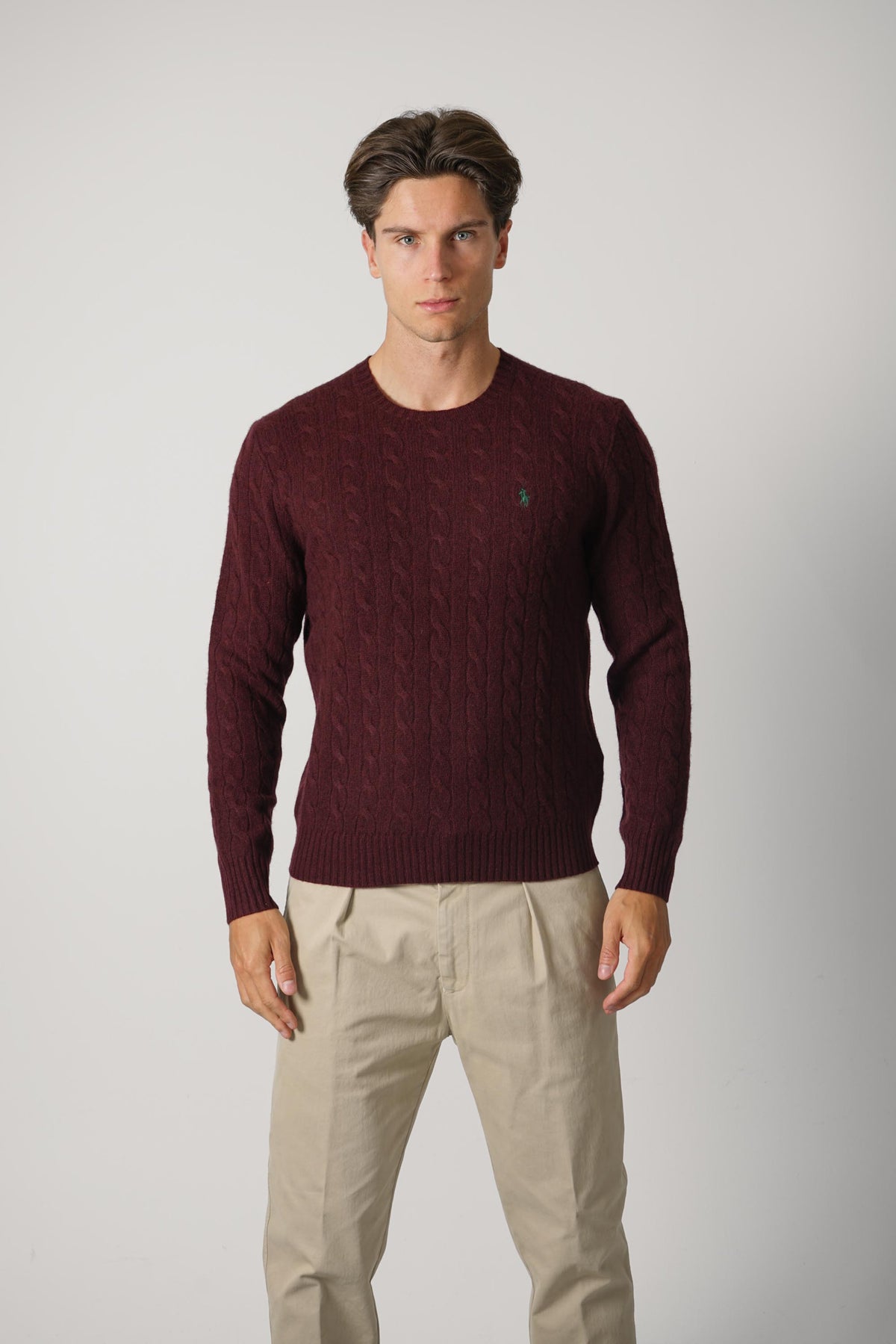 Ralph Lauren Cable-Knit Wool-Cashmere Sweater – Aged Wine Heather