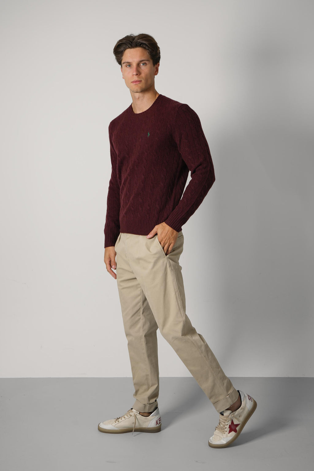 Ralph Lauren Cable-Knit Wool-Cashmere Sweater – Aged Wine Heather