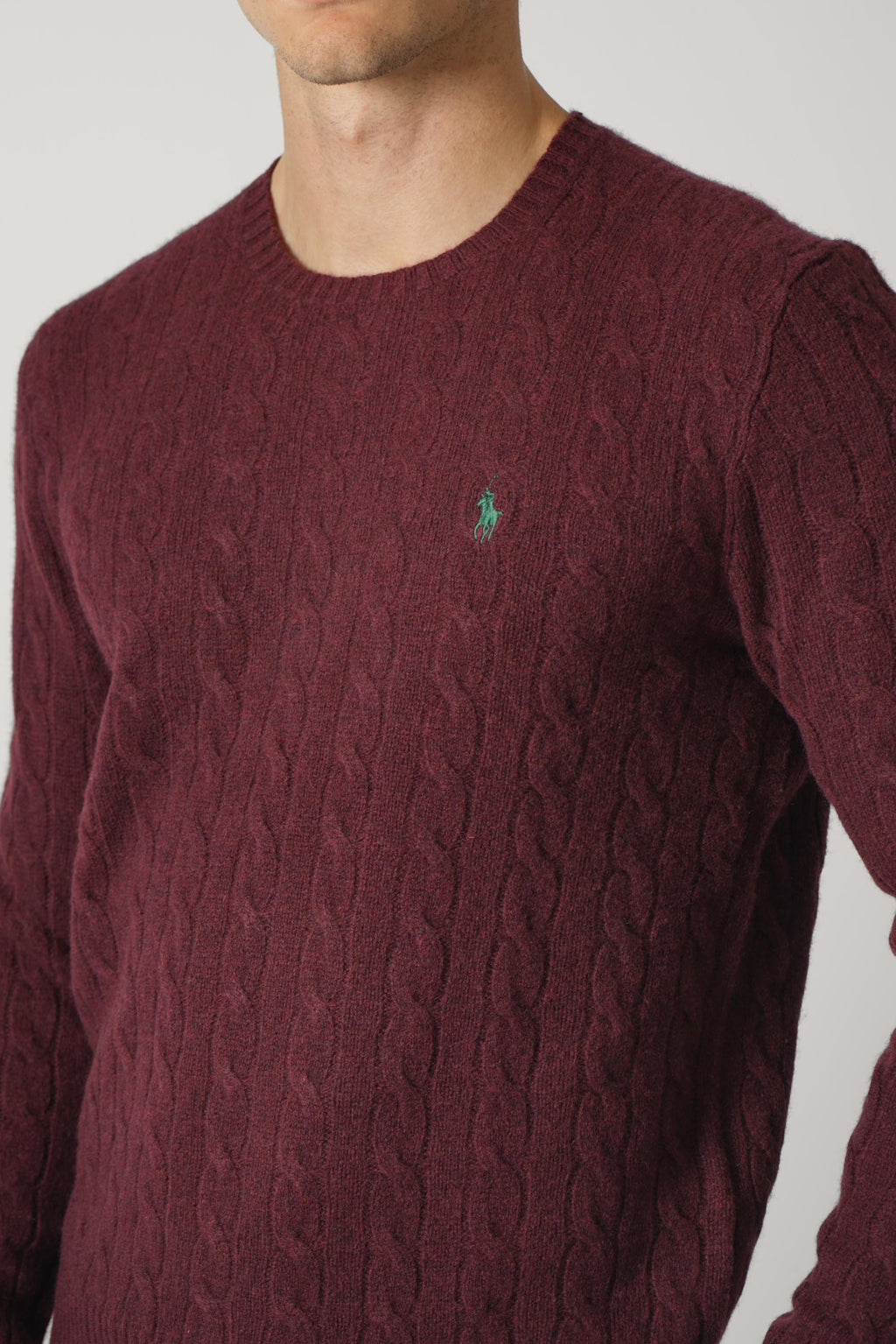 Ralph Lauren Cable-Knit Wool-Cashmere Sweater – Aged Wine Heather