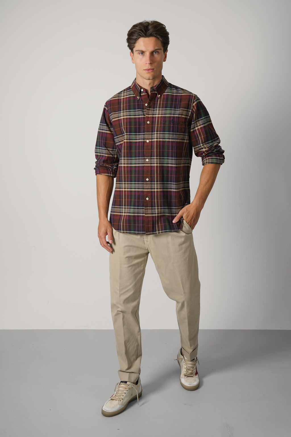 Ralph Lauren Custom Fit Plaid Oxford Shirt – Brown Green Multi
