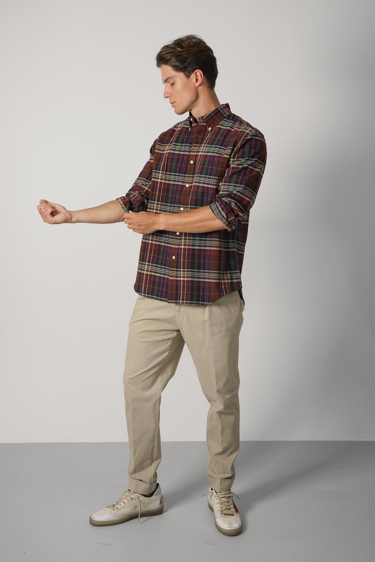 Ralph Lauren Custom Fit Plaid Oxford Shirt – Brown Green Multi