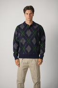 Ralph Lauren Relaxed Fit Argyle Wool-Mohair Sweater – Navy Multi