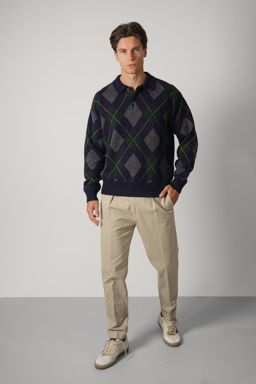 Ralph Lauren Relaxed Fit Argyle Wool-Mohair Sweater – Navy Multi