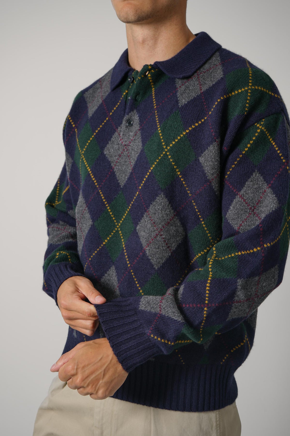 Ralph Lauren Relaxed Fit Argyle Wool-Mohair Sweater – Navy Multi