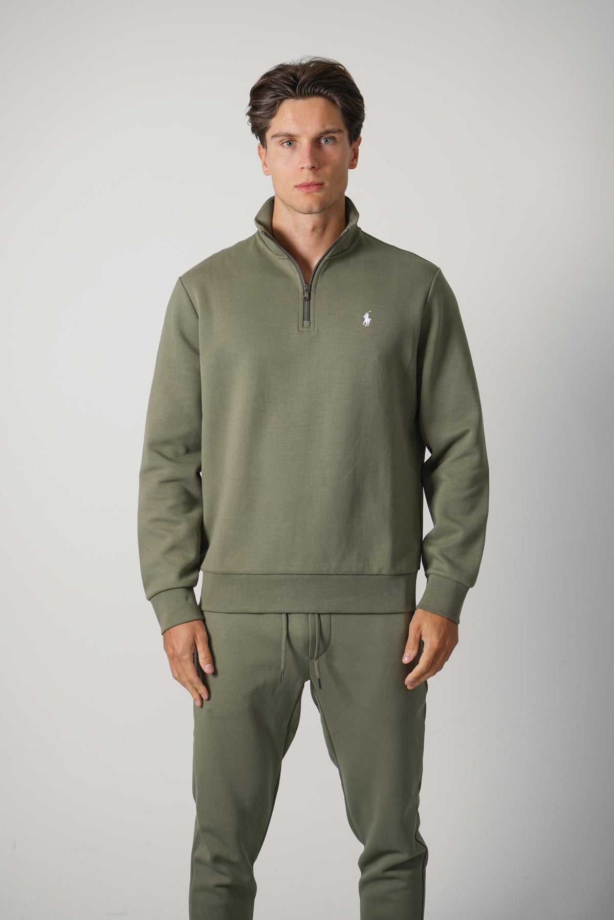 Ralph Lauren Double-Knit Quarter-Zip Pullover – Cruise Olive