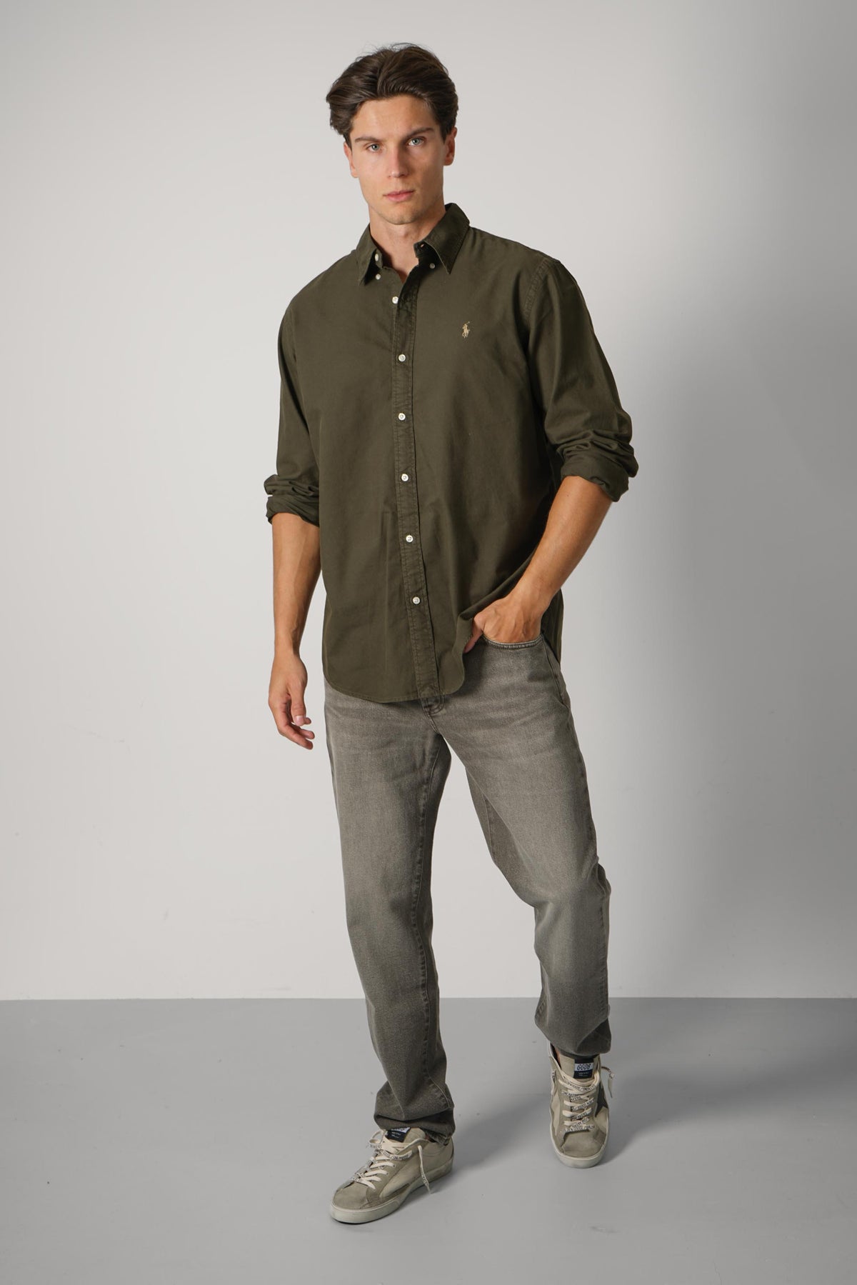 Ralph Lauren Custom Fit Garment-Dyed Oxford Shirt – Company Olive