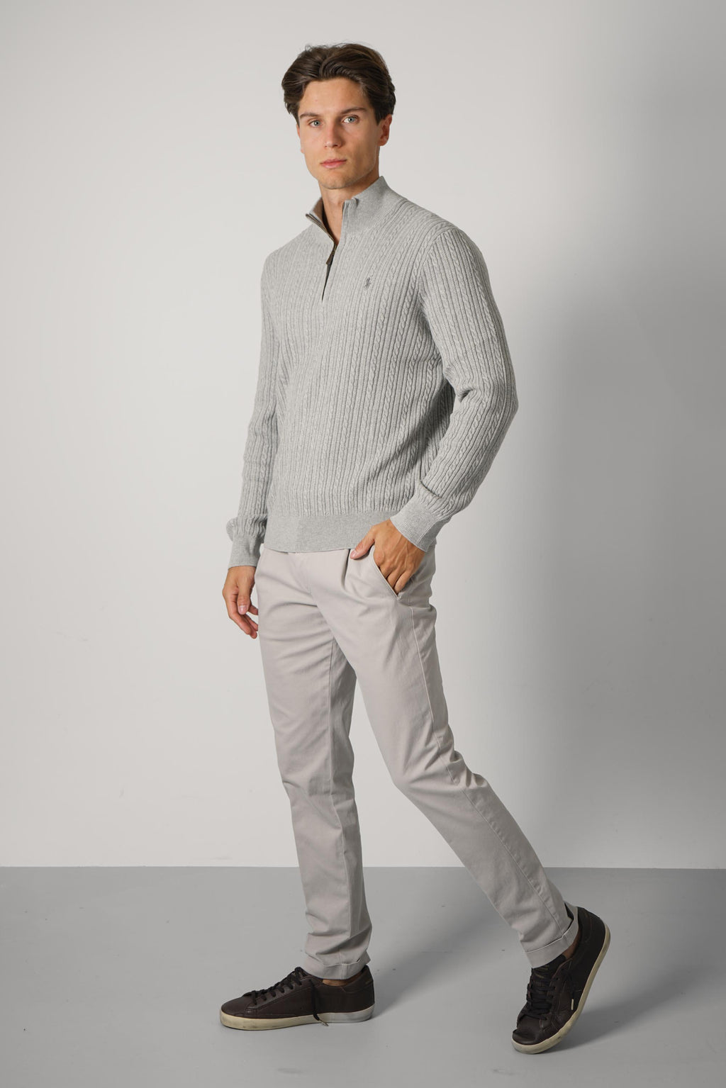 Ralph Lauren Cable-Knit Cotton Mockneck Sweater – Andover Heather