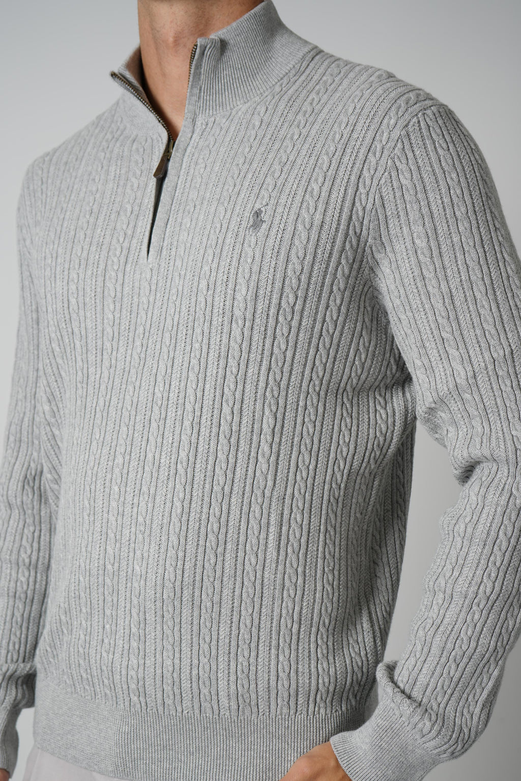 Ralph Lauren Cable-Knit Cotton Mockneck Sweater – Andover Heather