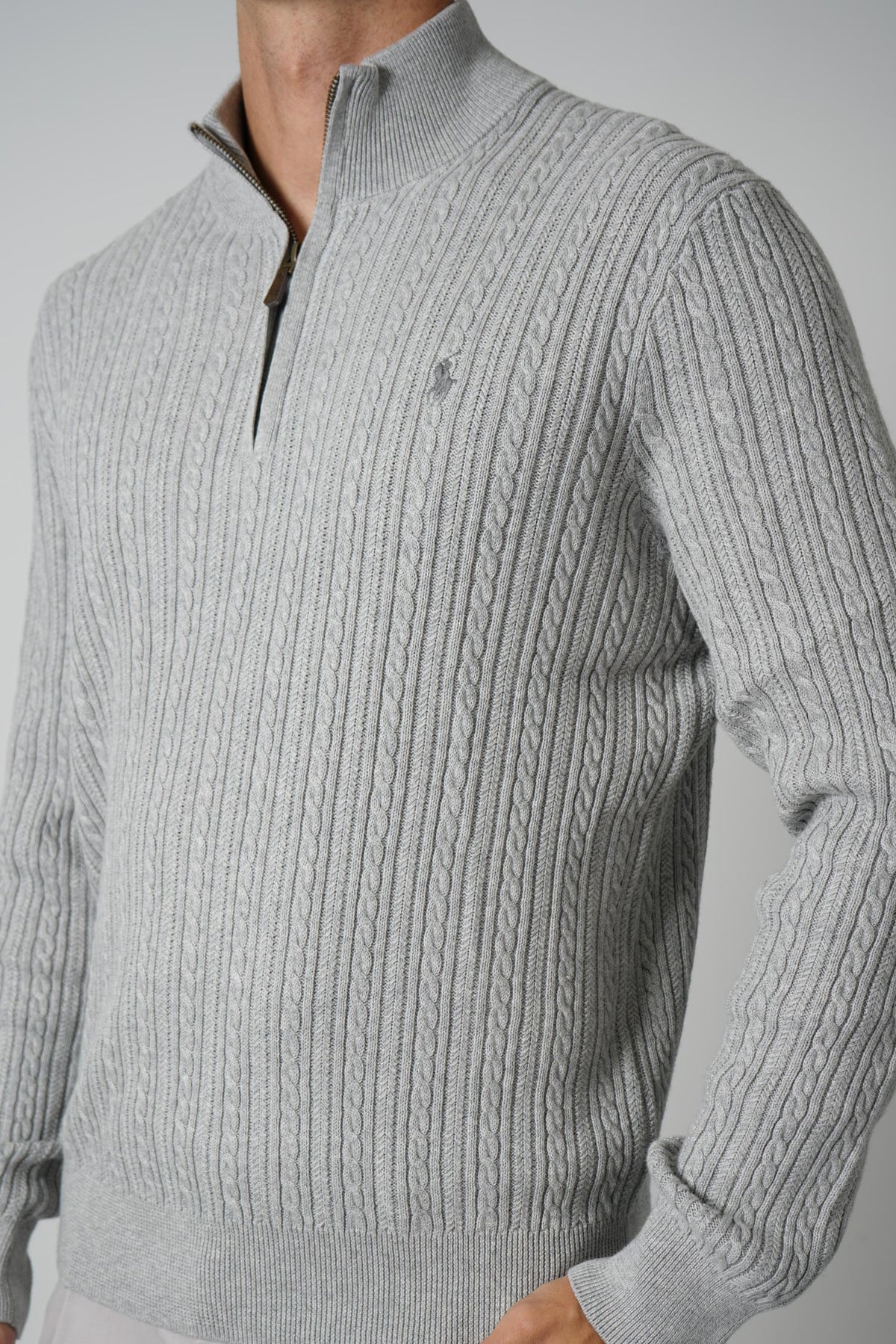 Ralph Lauren Cable-Knit Cotton Mockneck Sweater – Andover Heather