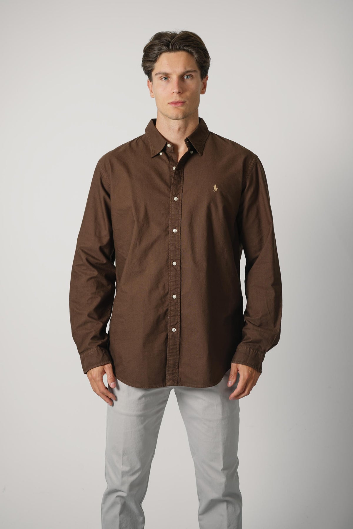 Ralph Lauren Custom Fit Garment-Dyed Oxford Shirt – Nutmeg Brown