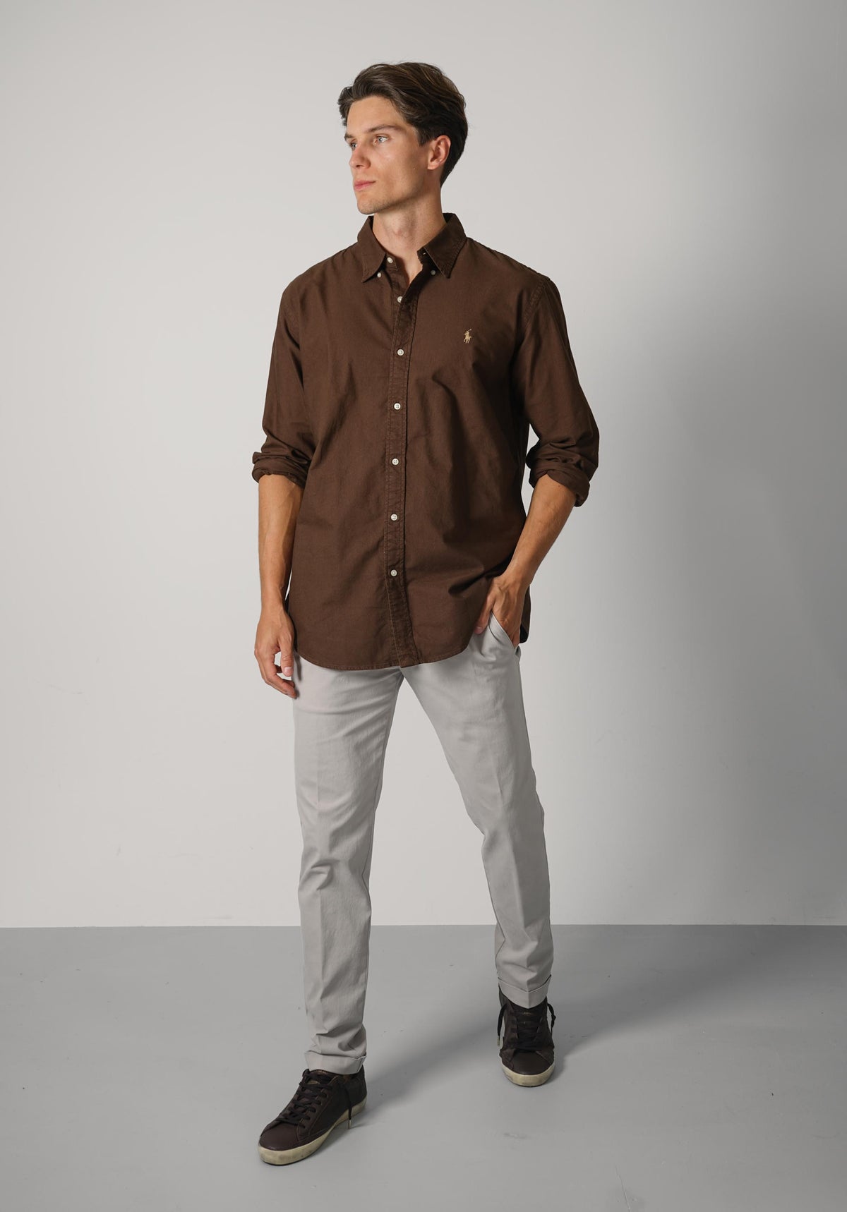Ralph Lauren Custom Fit Garment-Dyed Oxford Shirt – Nutmeg Brown