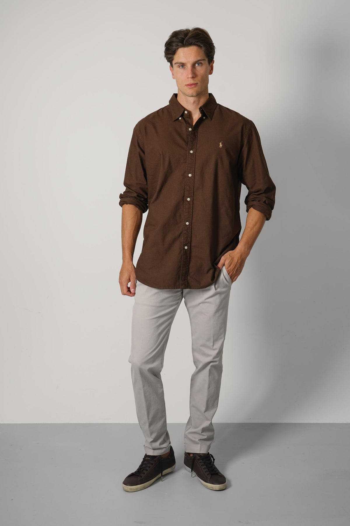 Ralph Lauren Custom Fit Garment-Dyed Oxford Shirt – Nutmeg Brown