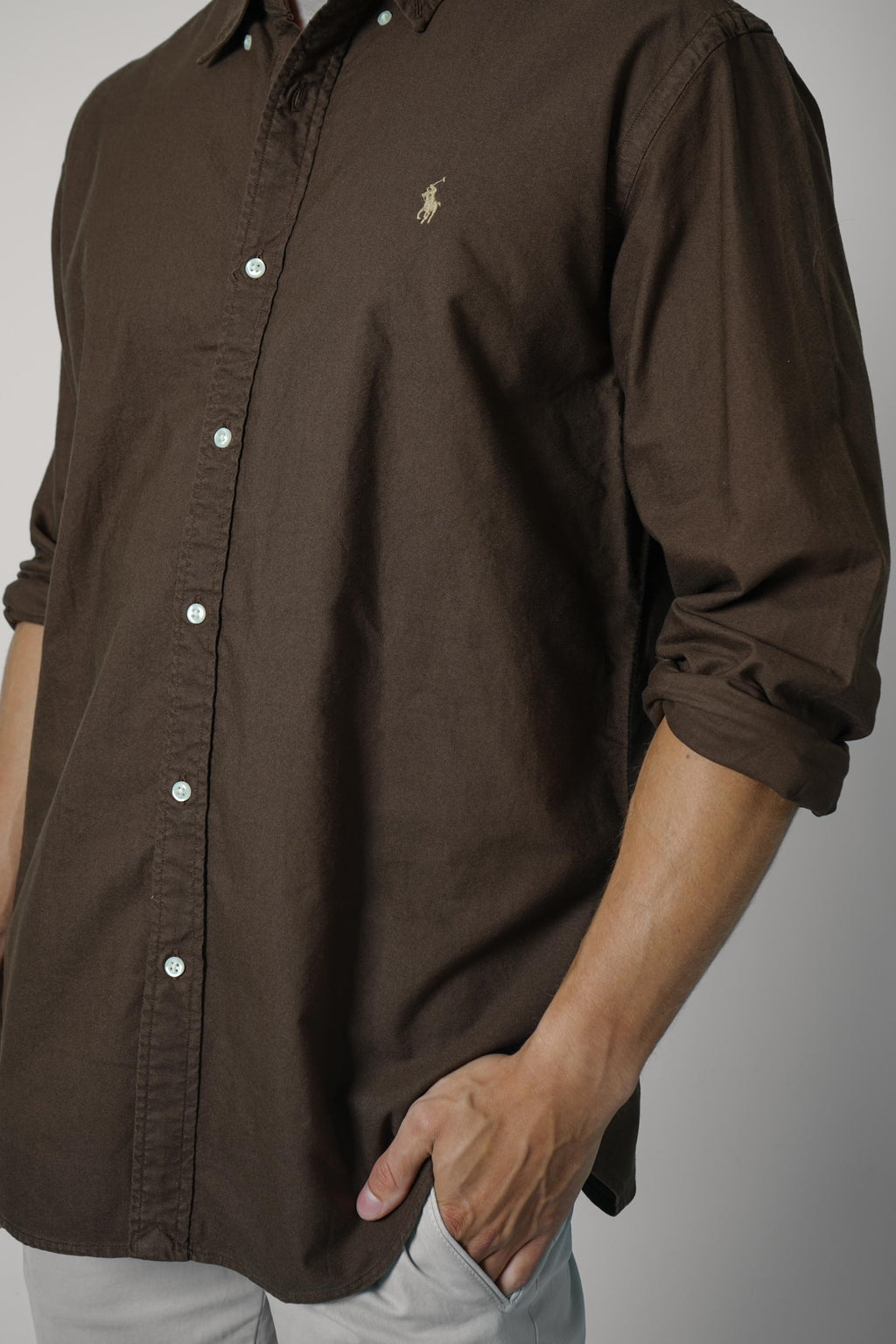 Ralph Lauren Custom Fit Garment-Dyed Oxford Shirt – Nutmeg Brown