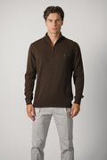 Ralph Lauren Wool Quarter-Zip Sweater – Cinnamon Brown Heather