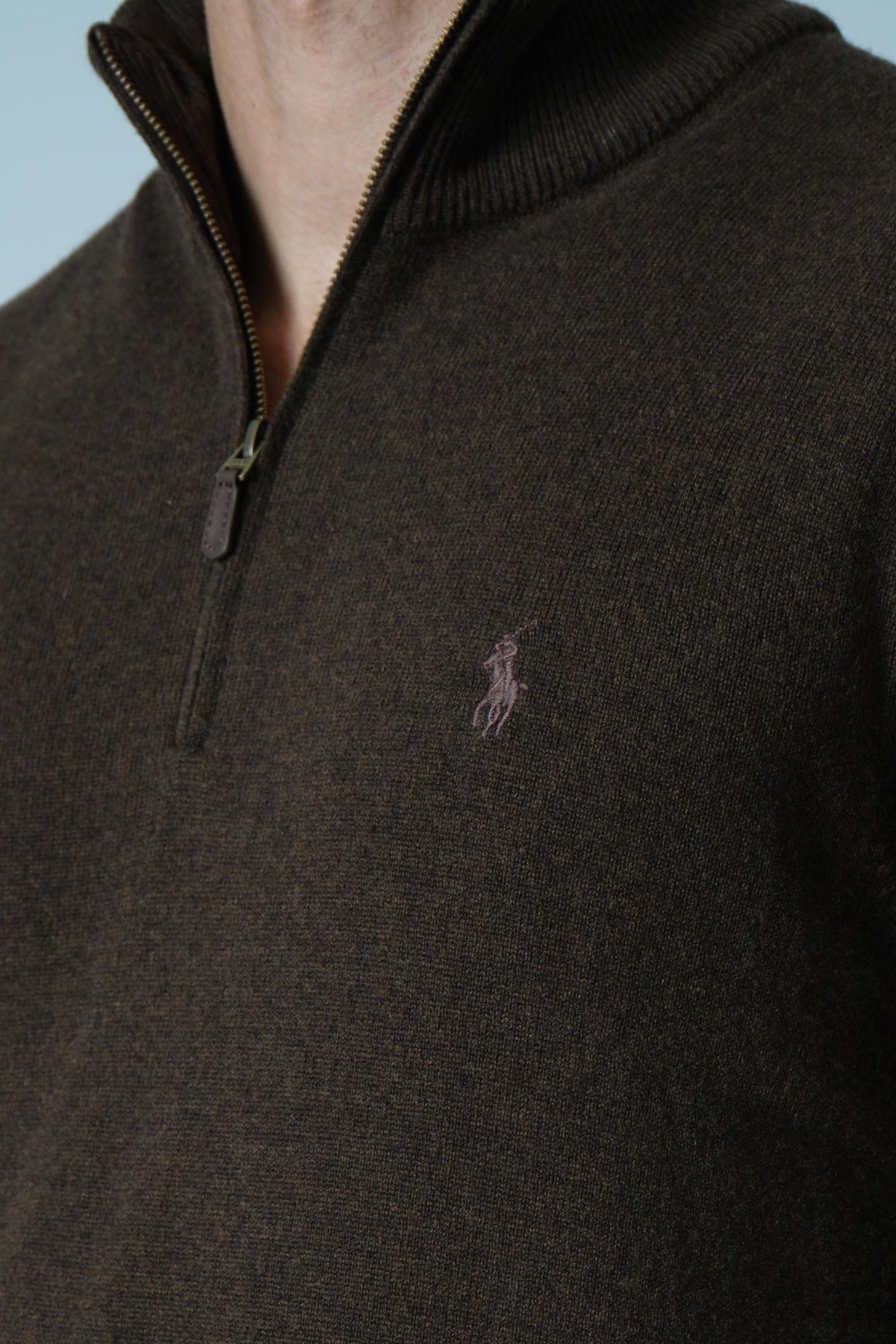 Ralph Lauren Wool Quarter-Zip Sweater – Cinnamon Brown Heather