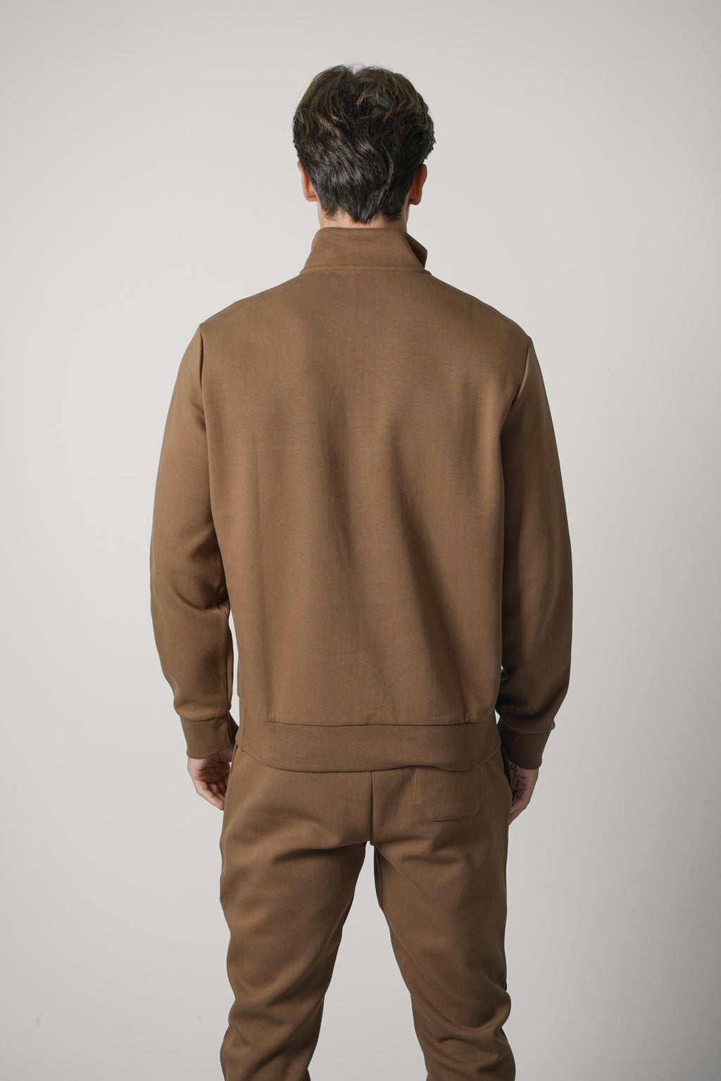 Ralph Lauren Double-Knit Quarter-Zip Pullover – Luggage Brown