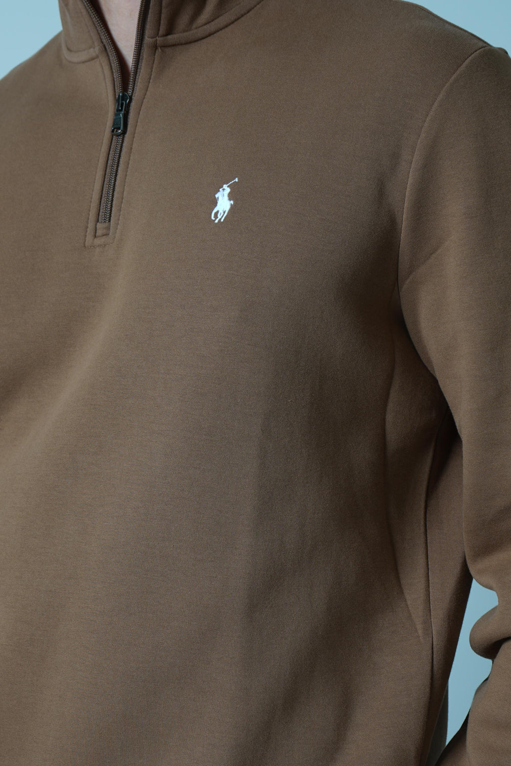 Ralph Lauren Double-Knit Quarter-Zip Pullover – Luggage Brown
