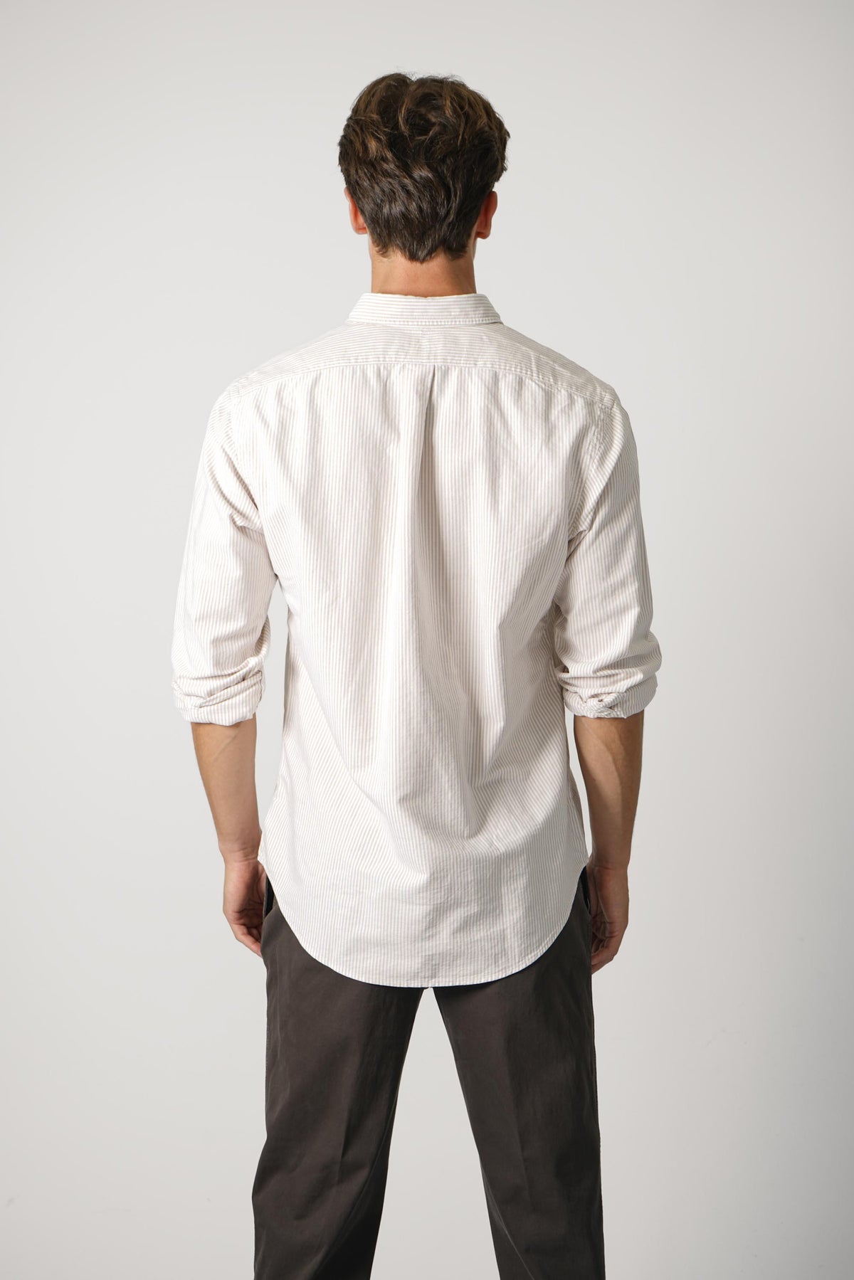 Ralph Lauren Custom Fit Striped Oxford Shirt – Classic Camel White