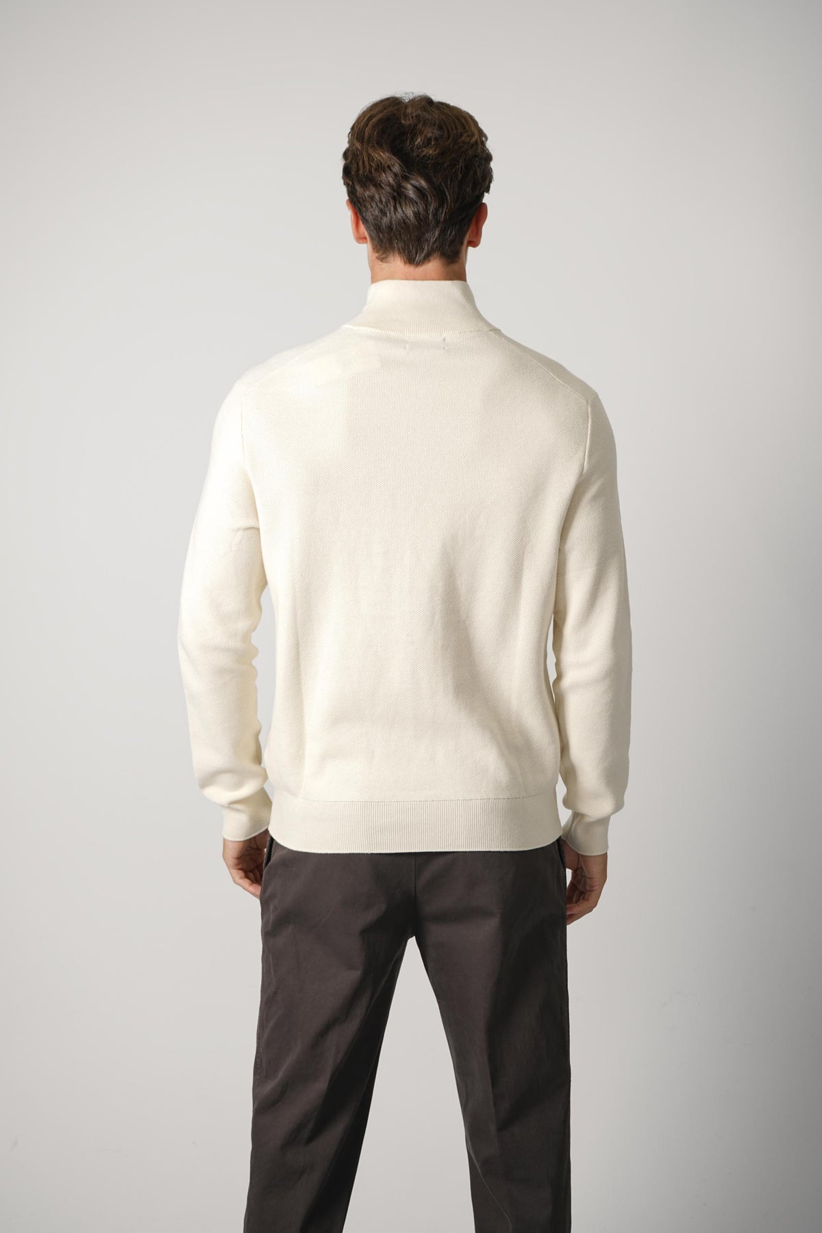Ralph Lauren Mesh-Knit Cotton Quarter-Zip Sweater – Andover Cream