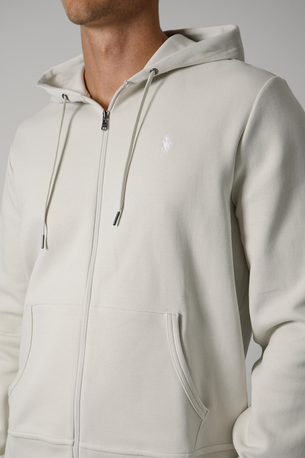 Ralph Lauren Double-Knit Full-Zip Hoodie – Stone Pebble