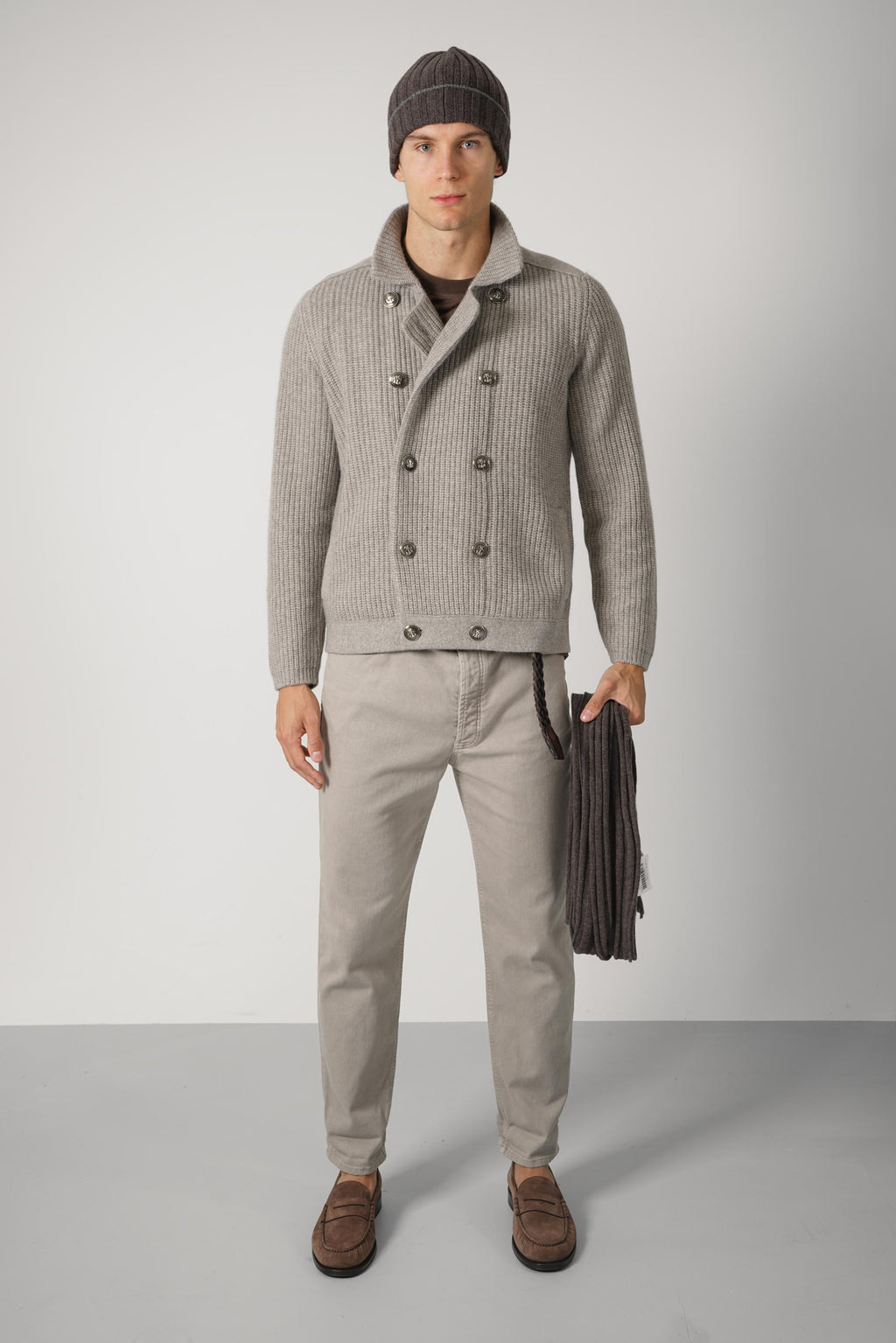 Brunelle Cucinelli Cashmere Cardigan Greige