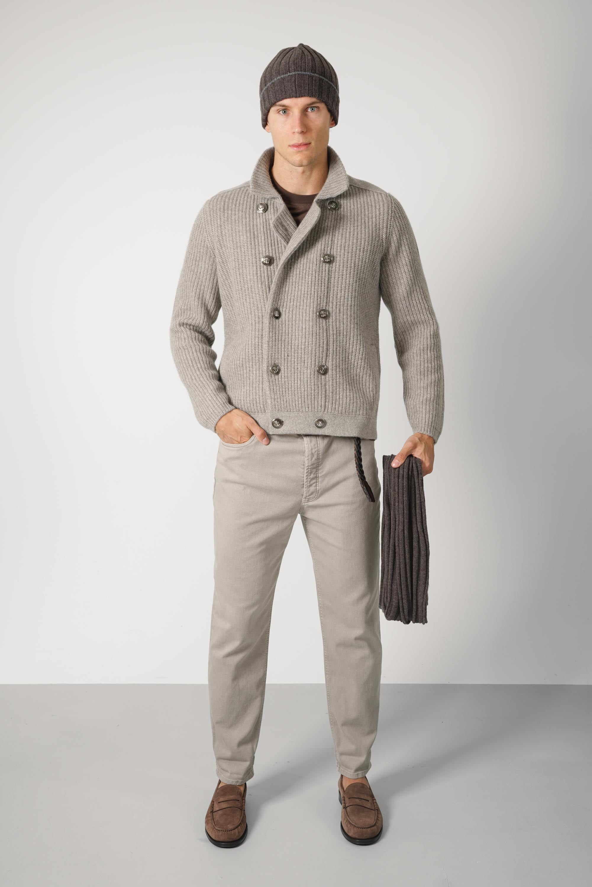 Brunelle Cucinelli Cashmere Cardigan Greige