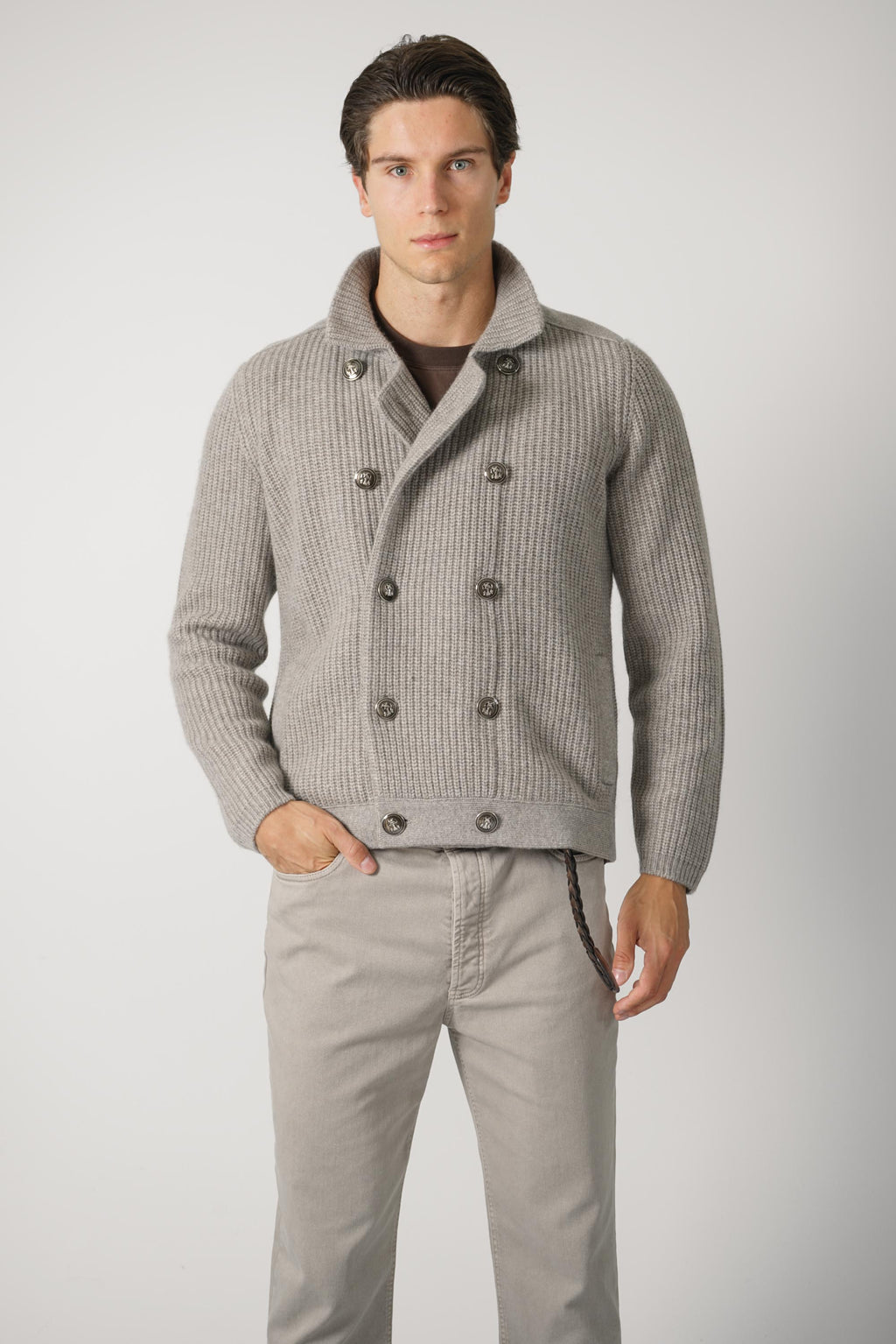 Brunelle Cucinelli Cashmere Cardigan Greige