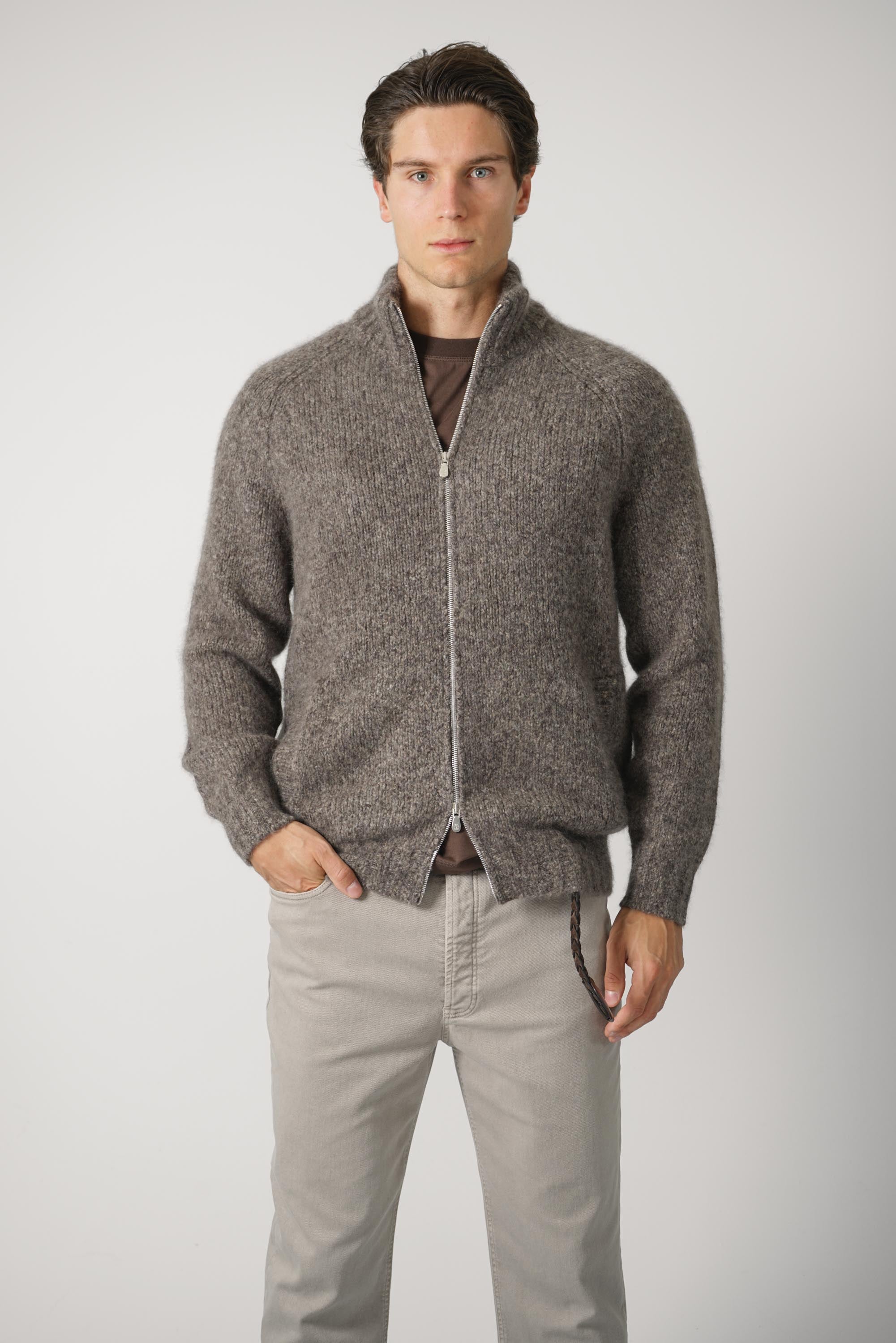 Brunello Cucinelli High-neck Cardigan Zipper Brown