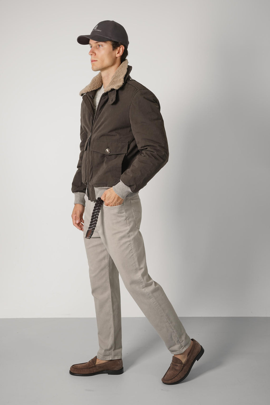Brunello Cucinelli Cotton Bomber Green/Brown