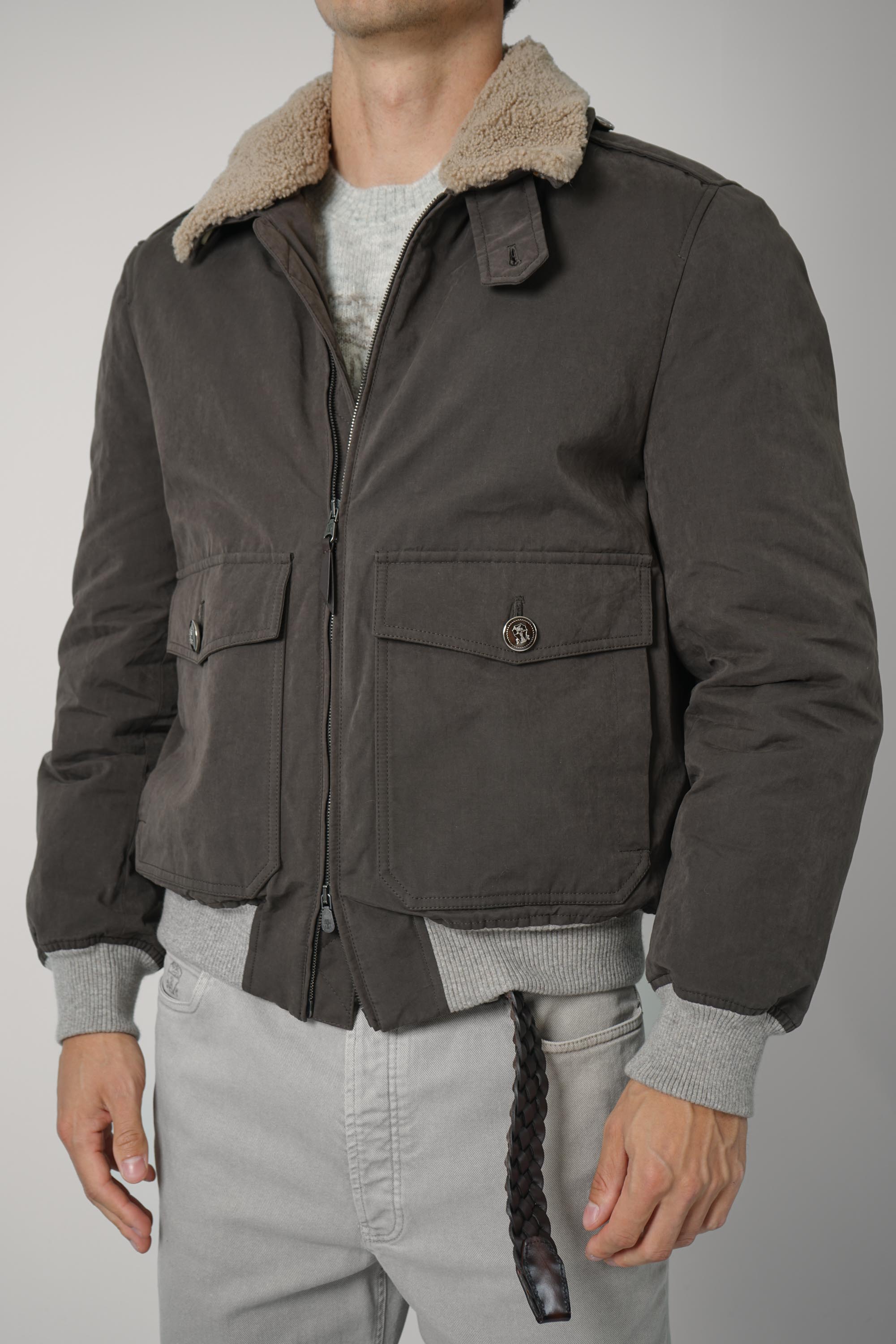 Brunello Cucinelli Cotton Bomber Green/Brown